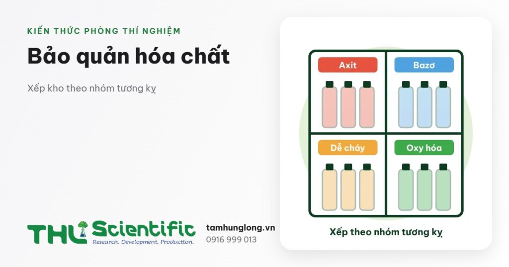 Bảo quản hóa chất: nguyên tắc xếp kho theo nhóm tương kỵ