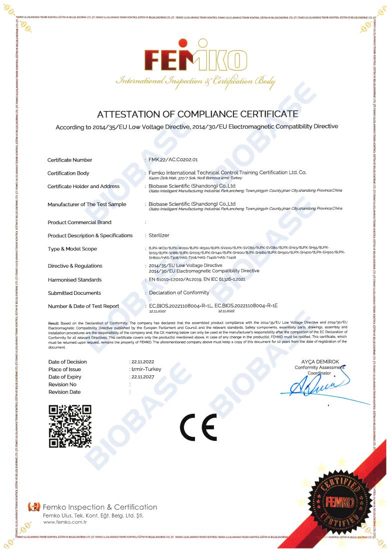 CE – tiêu chuẩn châu Âu – Sterilizer