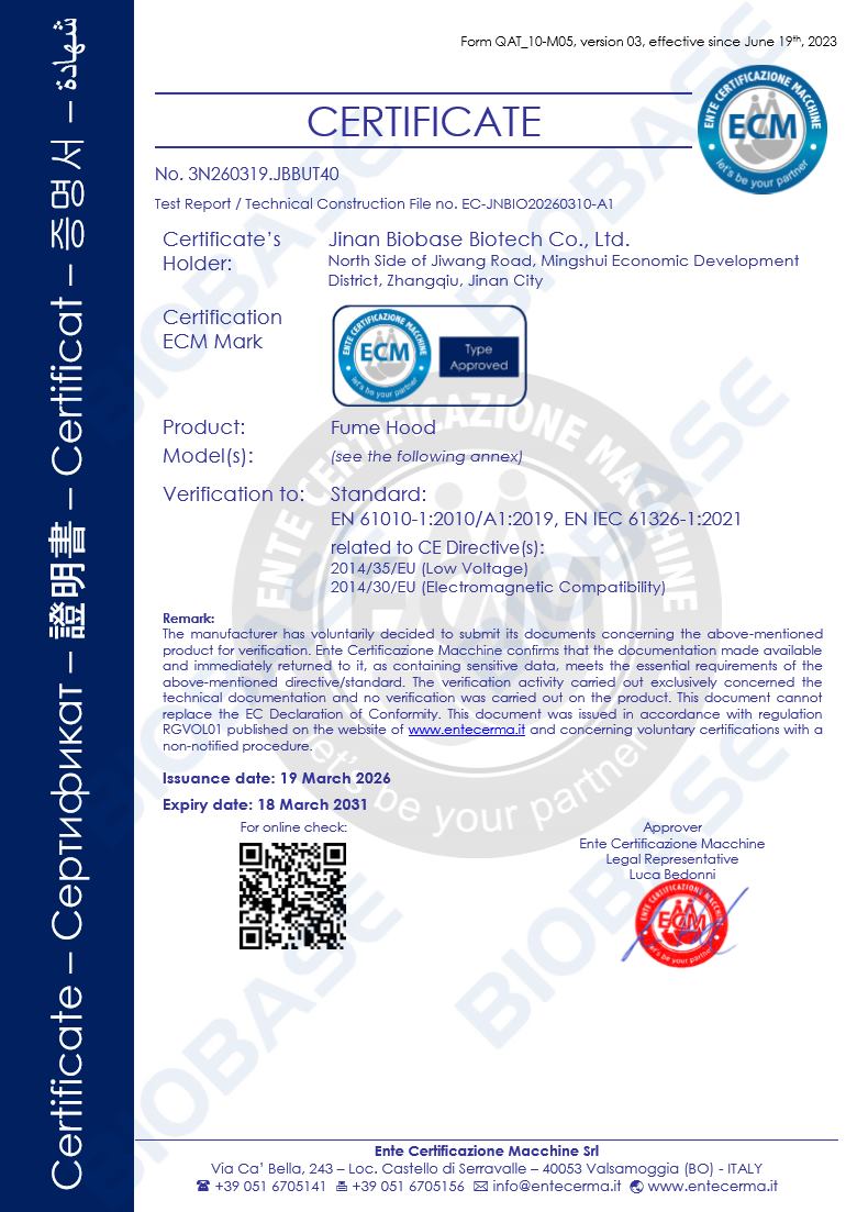 CE – tiêu chuẩn châu Âu – Fume Hood